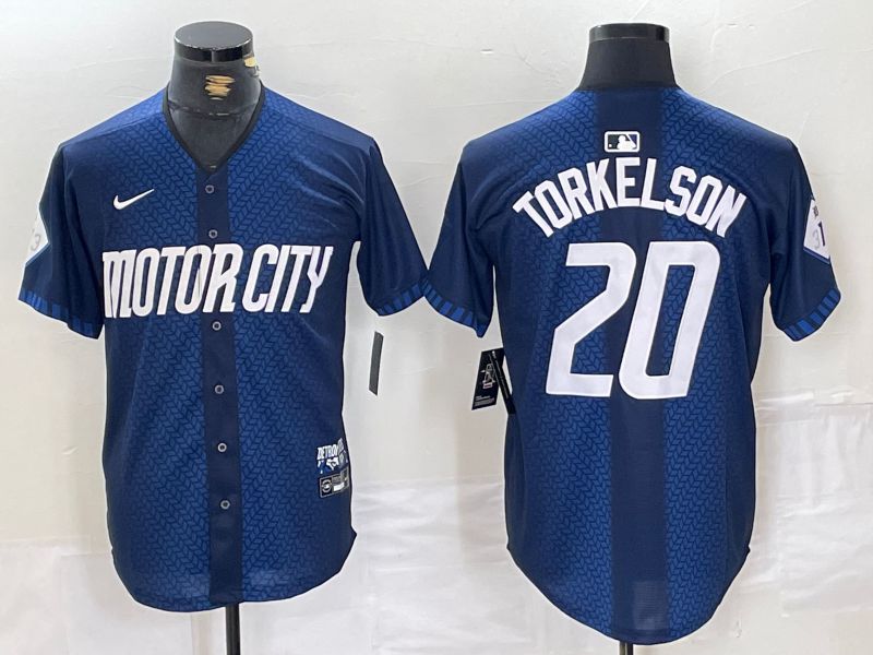 Men Detroit Tigers 20 Torkelson Blue City Edition Nike 2024 MLB Jersey style 1